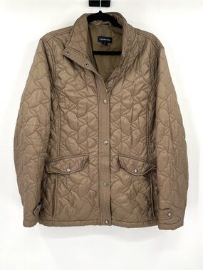 LAND'S END Quilted Jacket Classic Barn Coat Brown Tan Preppy XL Fall Snaps Women